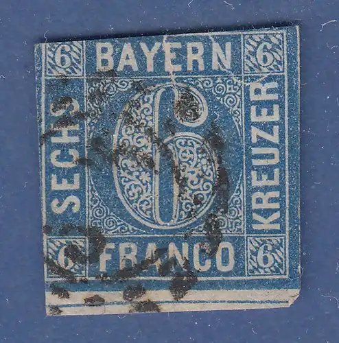 Bayern 6 Kreuzer blau Mi.-Nr. 10 gest.  interessanter Druckfehler, ANSEHEN ! 