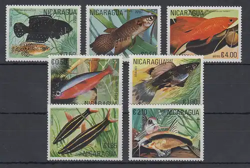 Nicaragua 1990 Fische Mi.-Nr. 2208-2214 kpl. Satz 7 Werte **