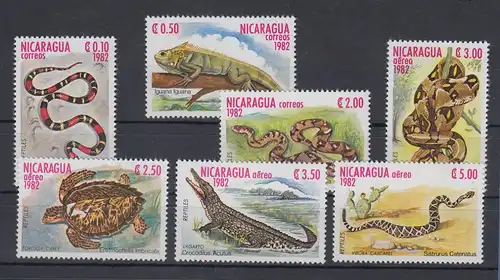 Nicaragua 1982 Reptilien Mi.-Nr. 2335-2341 kpl. Satz 7 Werte **