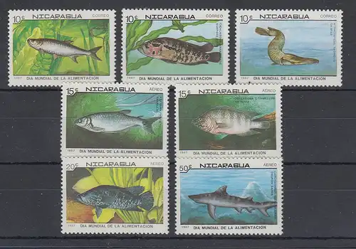 Nicaragua 1987 Fische Mi.-Nr. 2829-2835 kpl. Satz 7 Werte **