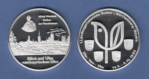 Silbermedaille Ulm Landesgartenschau 1980, Stadtansicht, Logo  25g Ag 999