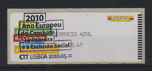 Portugal 2010 ATM gegen Armut Monétel Mi.-Nr. 71 Wert AZUL47 mit ET-O