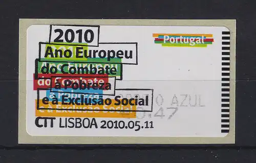 Portugal 2010 ATM gegen Armut SMD Mi.-Nr. 70 Wert AZUL 0,47 mit ET-O