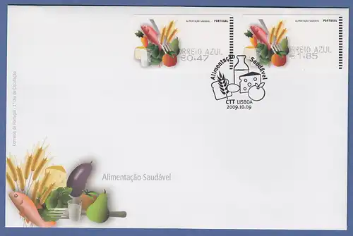 Portugal 2009 ATM Ernährung SMD Mi.-Nr. 68.1 Satz AZUL 47-185 auf FDC