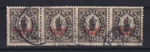 Deutsches Reich auf Bayern-Abschied, Mi.-Nr. 133 II (Steindruck) 4er-Streifen O