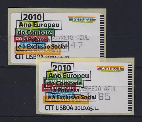 Portugal 2010 ATM gegen Armut Amiel Mi.-Nr. 70.2 Satz AZUL 47-1,85 mit ET-O