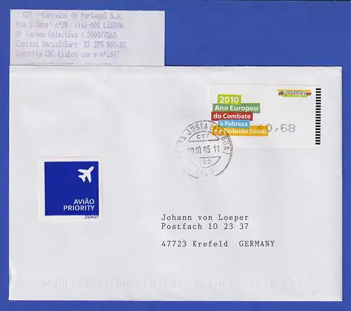 Portugal 2010 ATM gegen Armut Amiel Mi.-Nr. 70.2 Wert 0,68 auf FDC, mit ET-AQ