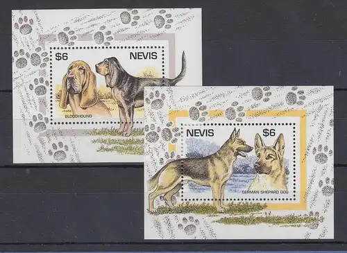 Nevis 1995 Hunde Mi.-Nr. Block 89-90 **