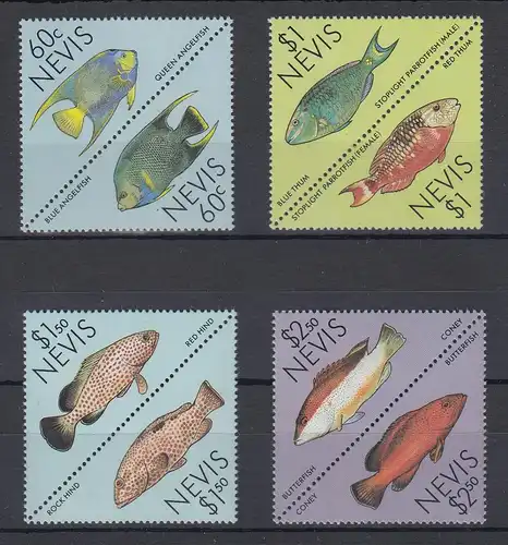 Nevis 1987 Fische Mi.-Nr. 467 - 474 **