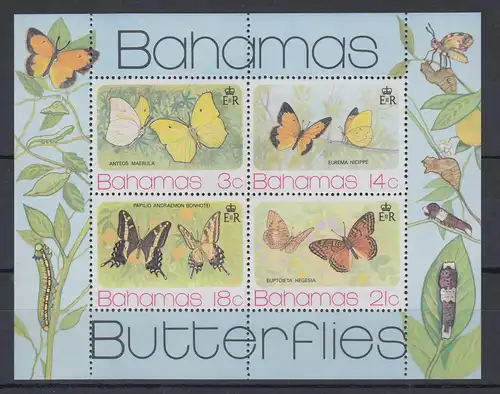 Bahamas 1975 Schmetterlinge Mi.-Nr. Block 13 **