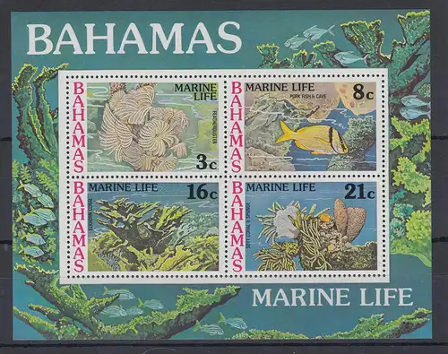 Bahamas 1977 Meerestiere Mi.-Nr. Block 20 **
