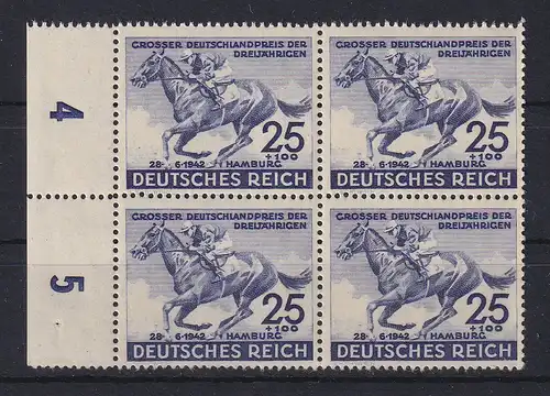 Deutsches Reich 1942 Blaues Band Mi.-Nr. 814 Rand-Viererblock **
