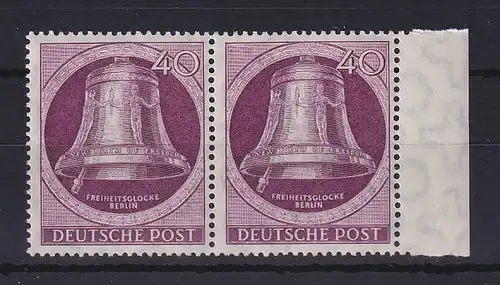 Berlin 1951 Glocke links 40-Pfennig-Wert Mi.-Nr. 79 waag. Seitenrandpaar ** 