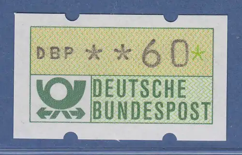 Deutschland KLÜSSENDORF-ATM Posthorn, Gummi gelb, Mi.-Nr. 1.1hu, Wert 60 **