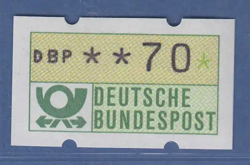 Deutschland KLÜSSENDORF-ATM Posthorn, Gummi gelb, Mi.-Nr. 1.1hu, Wert 70 **