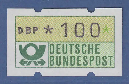 Deutschland KLÜSSENDORF-ATM Posthorn, Gummi gelb, Mi.-Nr. 1.1hu, Wert 100 **