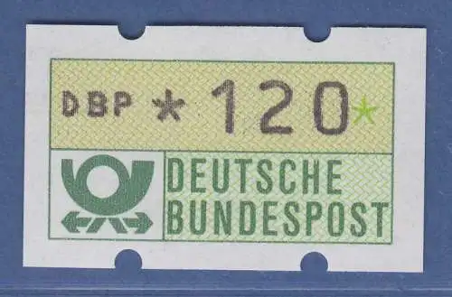 Deutschland KLÜSSENDORF-ATM Posthorn, Gummi gelb, Mi.-Nr. 1.1hu, Wert 120 **