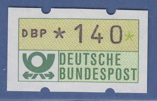 Deutschland KLÜSSENDORF-ATM Posthorn, Gummi gelb, Mi.-Nr. 1.1hu, Wert 140 **