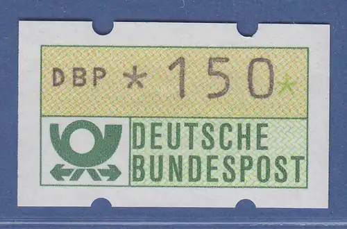 Deutschland KLÜSSENDORF-ATM Posthorn, Gummi gelb, Mi.-Nr. 1.1hu, Wert 150 **