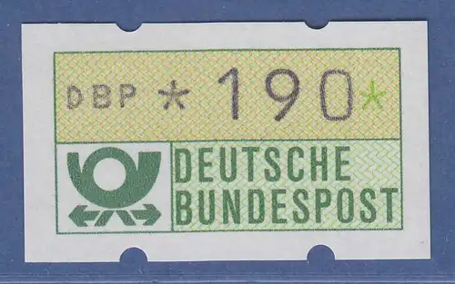 Deutschland KLÜSSENDORF-ATM Posthorn, Gummi gelb, Mi.-Nr. 1.1hu, Wert 190 **