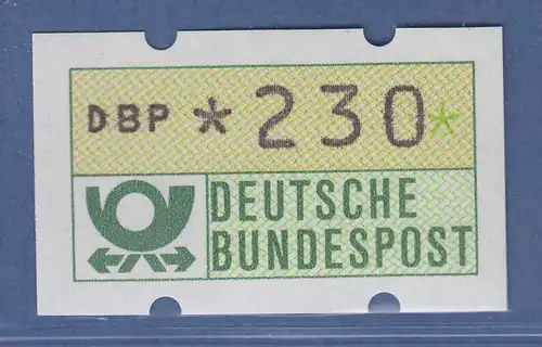 Deutschland KLÜSSENDORF-ATM Posthorn, Gummi gelb, Mi.-Nr. 1.1hu, Wert 230 **