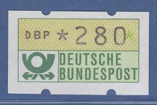 Deutschland KLÜSSENDORF-ATM Posthorn, Gummi gelb, Mi.-Nr. 1.1hu, Wert 280 **