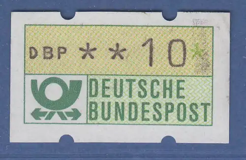ATM Posthorn, Klüssendorf, Mi.-Nr. 1.1 rechts außen fleckig vom Farbband, 