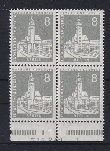 Berlin 1956 Stadtbilder Rathaus Neukölln Mi.-Nr.143 UR-Viererblock m. HAN **