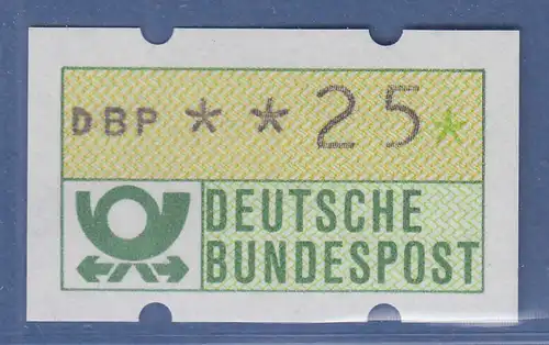Deutschland KLÜSSENDORF-ATM Posthorn, Gummi gelb, Mi.-Nr. 1.1hu, Wert 25 **