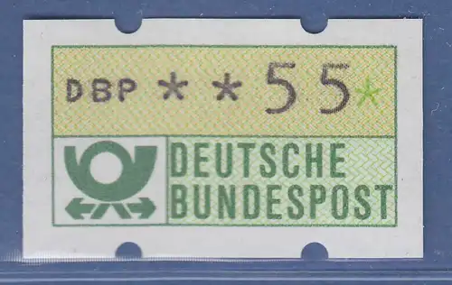Deutschland KLÜSSENDORF-ATM Posthorn, Gummi gelb, Mi.-Nr. 1.1hu, Wert 55 **