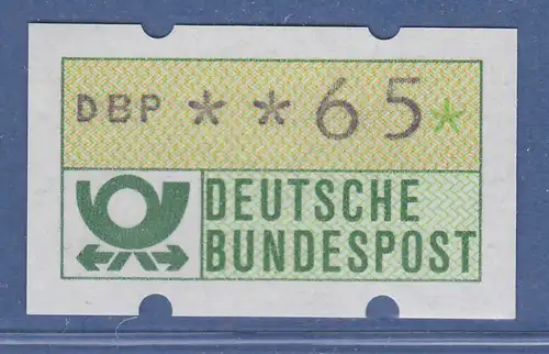 Deutschland KLÜSSENDORF-ATM Posthorn, Gummi gelb, Mi.-Nr. 1.1hu, Wert 65 **