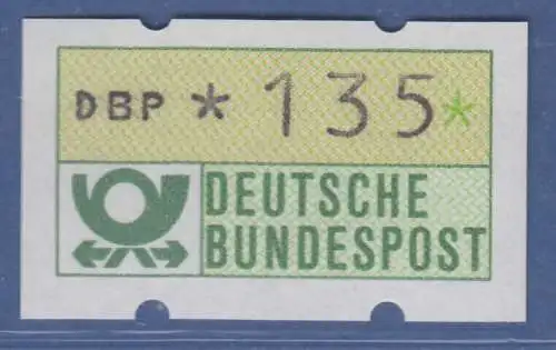 Deutschland KLÜSSENDORF-ATM Posthorn, Gummi gelb, Mi.-Nr. 1.1hu, Wert 135 **