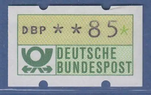 Deutschland KLÜSSENDORF-ATM Posthorn, Gummi gelb, Mi.-Nr. 1.1hu, Wert 85 **