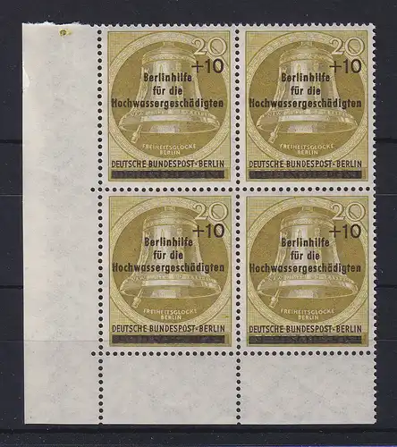 Berlin 1956 Glocke Hochwasserhilfe Mi.-Nr. 155 Eckrandviererblock UL **
