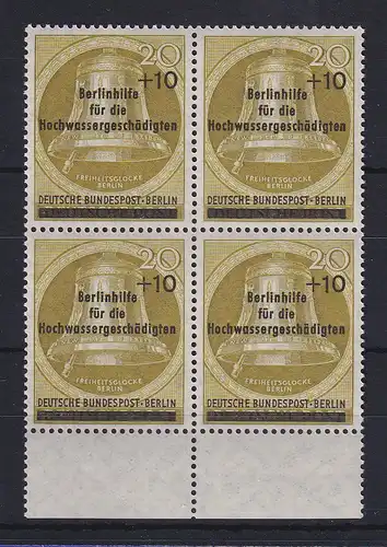 Berlin 1956 Glocke Hochwasser-Hilfe Mi-Nr 155 Unterrand-Viererblock ** 