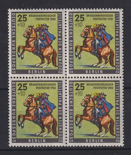 Berlin 1956 Postreiter Tag der Briefmarke Mi.-Nr. 158 Eckrand-Viererblock UL **