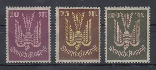 Deutsches Reich 1923 Flugpostmarken Holztaube Mi.-Nr. 235-37 **