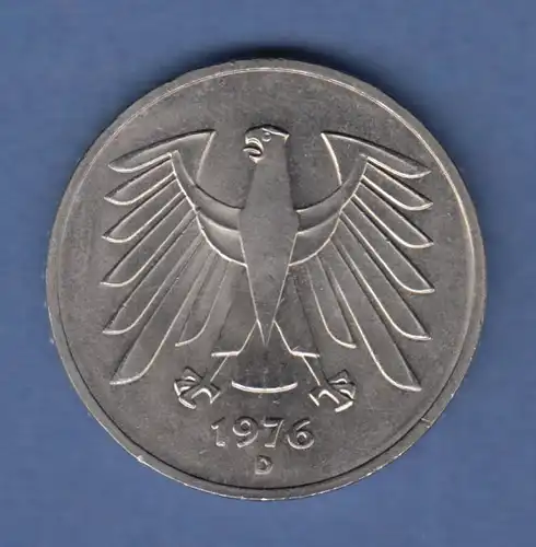 Deutschland Kursmünze 5 DM 1976 D  vorzüglich 