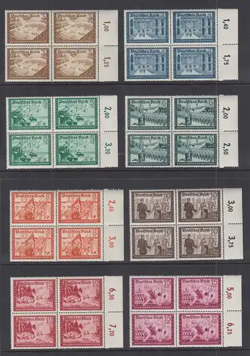 Deutsches Reich 1939 Kameradschaftsblock Mi-Nr. 702-13 kpl. Satz ** Viererblocks