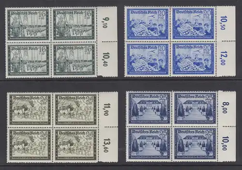 Deutsches Reich 1939 Kameradschaftsblock Mi-Nr. 702-13 kpl. Satz ** Viererblocks