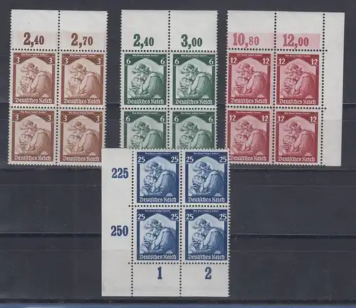 Deutsches Reich 1935 Saarabstimmung Mi-Nr. 565-68 kpl. Satz ** Viererblocks