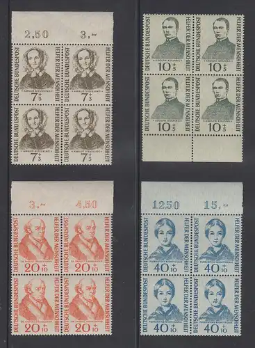 Bundesrepublik 1955 Wohlfahrt, Mi.-Nr. 222-225 kpl. Satz Viererblocks **