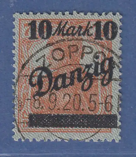 Danzig 10 Mark mit DOPPELTEM NETZUNTERDRUCK, Mi.-Nr. 31 III gest. Oechsner BPP