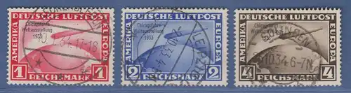 Deutsches Reich Zeppelin-Chicagofahrt Mi.-Nr. 496-498 Satz kpl. schöne Stempel !