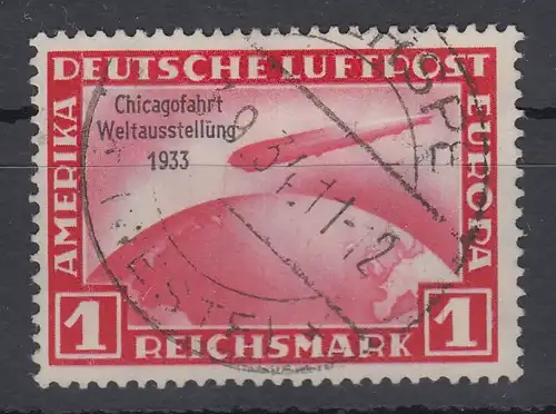 Deutsches Reich Zeppelin-Chicagofahrt 1RM  Mi.-Nr. 496 sauber gestempelt