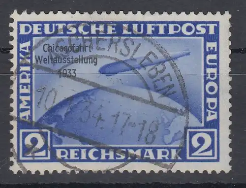 Deutsches Reich Zeppelin-Chicagofahrt 2RM  Mi.-Nr. 497 sauber gestempelt