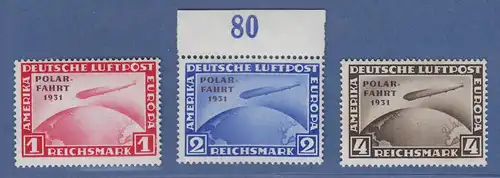 Dt. Reich 1931 Zeppelin Polarfahrt Mi.-Nr. 456-458 Satz kpl. ** gpr. BPP 