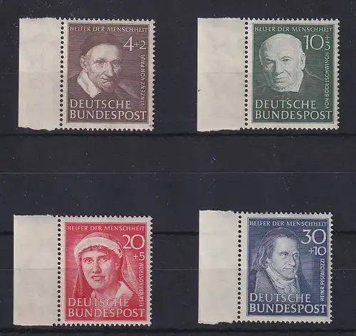 Bundesrepublik 1951 Wohlfahrt, Mi.-Nr. 143-146 linke Seitenrandstücke **