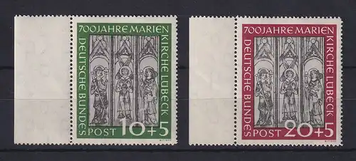 Bundesrepublik 1951 Marienkirche Lübeck Mi.-Nr. 139-140 ** Seitenrand links. 
