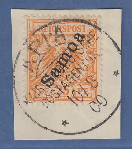 Deutsche Kolonien Samoa 25 Pfennig Mi.-Nr. 5 auf Briefstück mit O APIA 